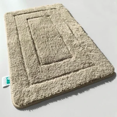 Abbildung von KARAT Badteppich Atlantis extra flauschig &amp; schnelltrocknend Badezimmerteppich mit rutschsicherer Rückseite Badematte Duschvorleger (60 x 100 cm, Beige)