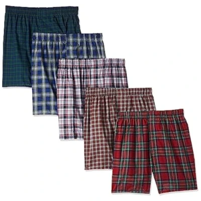 Abbildung von Hanes Ultimate Men&#039;s Premium 5 Pack Cotton Plush Waistband Boxers, Tartan Plaid, Medium