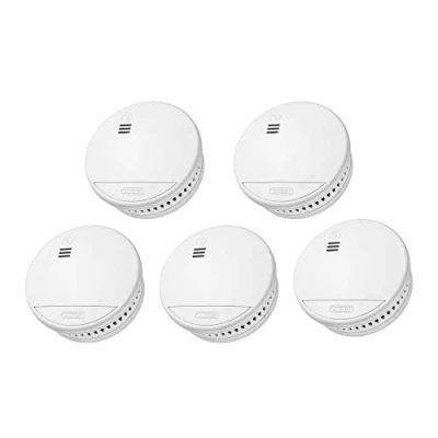 Abbildung von ABUS Funk Rauchmelder RWM165 5er Set mit 10 Jahres Batterie 12 Melder vernetzbar Q Label &amp; DIN EN14604 zertifiziert 85 dB Alarm Weiß