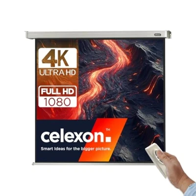 Abbildung von 150&quot; Zoll Motor Leinwand celexon Professional 1:1 280x280 cm weiß 4K Full HD 3D elektrisch, mit Fernbedienung; für Büro &amp; Heimkino Projektionen Ihrem Beamer zur Decken / Wand Montage