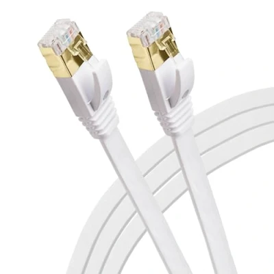 Abbildung von Maplin Flat Ethernet Kabel 50M, CAT7 UTP LAN Netzwerkkabel RJ45 10Gbps Individuelle Abschirmung, Kompatibel mit Laptop/PC, CCTV, PS4/5, Xbox, Switch, Modem, Router, Smart TV, Drucker, WiFi Extender