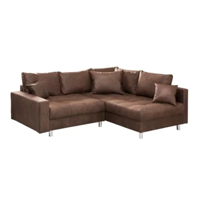 Abbildung von riess ambiente Ecksofa KENT 220cm braun, Set 2 Teile, Wohnzimmer · Couch Microfaser Federkern inkl. Hocker Design