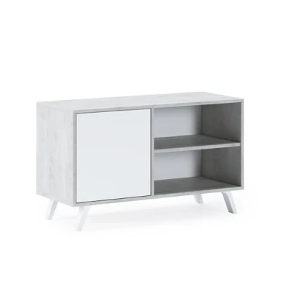 Abbildung von Skraut Home TV Schrank für Wohnzimmer 57 x 95 40 cm geeignet 32/40 Zoll Fernseher Modell Wind 100 Zement ​​Flügeltür weiß