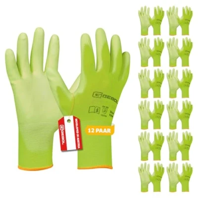 Abbildung von Gebol Micro Flex Neongelb Arbeitshandschuhe für nötiges Feingefühl Schutzhandschuhe Herren Größe XL (Gr 10) 12 Paar Multipack