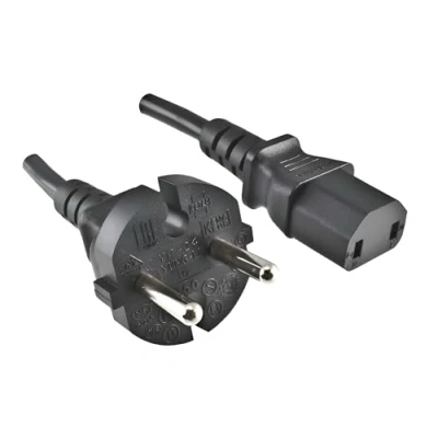 Abbildung von DINIC Netzkabel Europa CEE 7/17 auf C17, 1mm², Konturenstecker, VDE, schwarz, Länge 2,00m