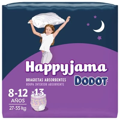 Abbildung von Dodot HappyJama Windeln für Mädchen, 8 12 Jahre, 13 Stück, 27 55 kg, auslaufsicher, während der Nacht