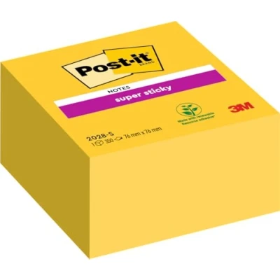 Abbildung von Post it 2028 S Haftnotiz Super Sticky Würfel (74 g, 76 x 39 mm) 350 Blatt narzissengelb