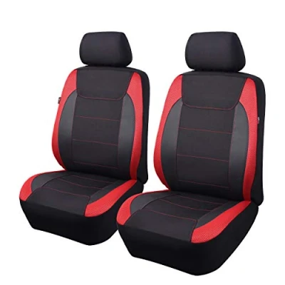 Abbildung von Flying Banner Gabardine Netz Auto Sitzbezüge Seitenairbag universell für die meisten Autos LKWs Lieferwagen SUVs (Vordersitze, Schwarz und Rot)