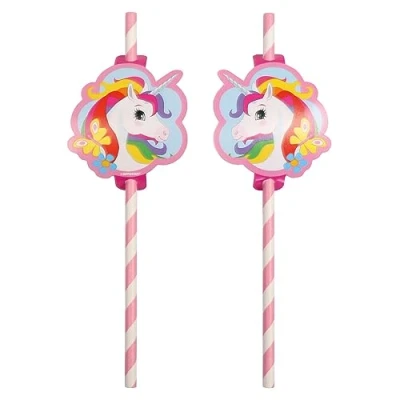 Abbildung von Strohpapier Einhorn Regenbogen 8 Stücke