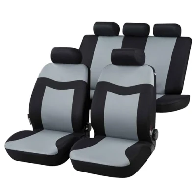 Abbildung von WALSER Rockford 13414 Sitzschonbezug schwarz/grau Polyester vorne und hinten AUDI: A3 Schrägheck, A6 C5 Limousine, A4 B6 Avant, MITSUBISHI: COLT 6