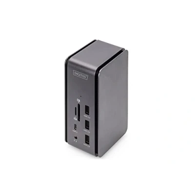 Abbildung von DIGITUS USB4 Thunderbolt Docking Station 14 Ports 1x HDMI, DP (8K@30Hz) 6x USB 3.0 / 2.0, 2x Typ C RJ45 LAN, Klinke Audio, Kartenleser Grau
