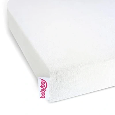 Abbildung von babybay Jersey Spannbetttuch Deluxe passend für die Modelle Maxi, Midi, Boxspring, Comfort und Plus, Off White, 89 x 50 cm (1er Pack)