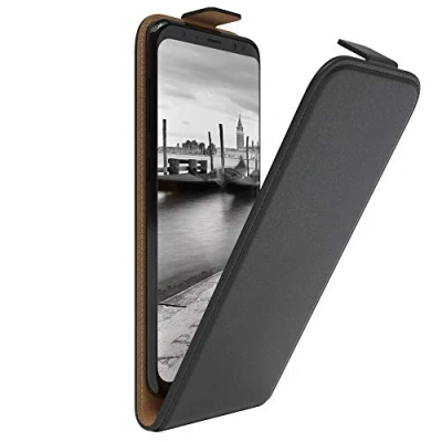 Abbildung von EAZY Case Hülle kompatibel mit Samsung Galaxy S8 Flip Cover zum Aufklappen, Handyhülle aufklappbar, Schutzhülle, Flipcover, Flipcase, Flipstyle vertikal klappbar, aus Kunstleder, Schwarz
