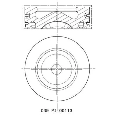 Abbildung von MAHLE ORIGINAL 039 PI 00113 010 Kolben 75,009 mit Kolbenringträger, Kühlkanal PEUGEOT: 308 II Schrägheck, 207 SW 2