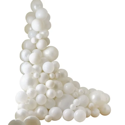 Abbildung von Ginger Ray Luxury White &amp; Cream Balloon Arch with 120 Latex Balloons Faux Pearls Wedding Decoration