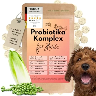 Abbildung von people who kaer Probiotika Komplex Drops für Hunde, 60 Tabletten Hund Darmflora aufbauen, Darmbakterien Darmsanierung Hunde Ergänzungsmittel, Darmgesundheit, Darmkur Hund,