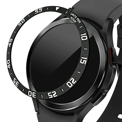 Abbildung von kwmobile Schutzring kompatibel mit Samsung Galaxy Watch 4 Classic (46mm) Fitnesstracker Bezel Ring Lünette in Schwarz Silber