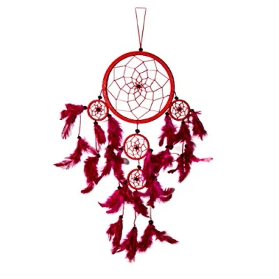 Abbildung von 60cm x 16cm Dreamcatcher Rot Pink Traumfänger 5 Ringe Indianer