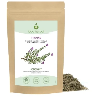 Abbildung von Thymian Tee (250g), Loser Tee, getrocknet und geschnitten, 100% Natürlich rein zur Zubereitung von Gewürzmischungen, Kräutertee Thymiantee