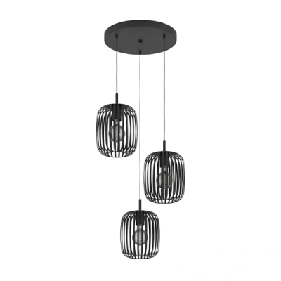 Abbildung von Eglo 900686 Hängeleuchte ROMAZZINA Stahl schwarz E27 3X40W H:110cm Ø46cm dimmbar