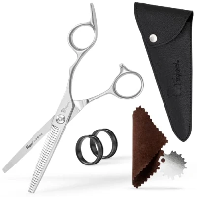 Abbildung von Fagaci Profi Effilierschere Friseur mit Extrem Scharfen Blättern, Ausdünnschere aus 440C Stahl, Langlebig, Leichtgängig &amp; Feiner Schnitt, Schere Haare Ausdünnen Eleganter Hülle
