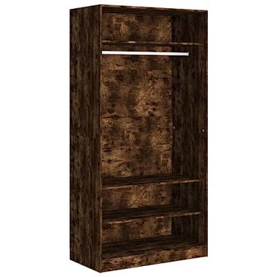 Abbildung von vidaXL Kleiderschrank, Garderobenschrank mit 4 Fächern, Schrank Kleiderstange, offener Schlafzimmerschrank, Räuchereiche Holzwerkstoff