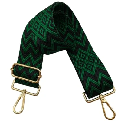 Abbildung von 5cm Taschengurte Breit, Verstellbarer Schultergurt für Tasche, zum Wechseln Goldener Karabiner Umhängegurt, Schulterriemen fur Damen Handtaschen Crossbody DIY Zubehör (Schwarz/Grün)