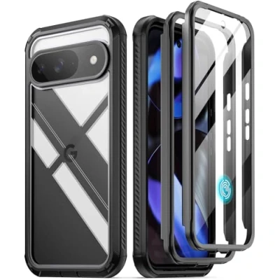 Abbildung von Poetic Guardian Schutzhülle für Google Pixel 9/9 Pro 5G, integrierter Displayschutz [funktioniert mit Fingerabdruck ID], [2 Frontrahmen] [kabelloses Laden] Ganzkörper Schutzhülle, stoßfest, robust,