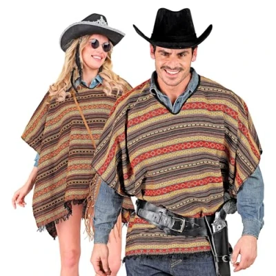 Abbildung von W WIDMANN MILANO Party Fashion Poncho Mexikaner, 100 x 75 cm, wendbar, Überwurf, Cowboy, Cowgirl, Karneval