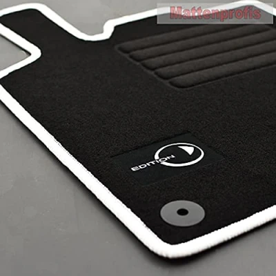 Abbildung von Mattenprofis Velours Logo Fußmatten kompatibel mit Smart Fortwo 451 ab Bj.2007 2014 Weiss, schwarz