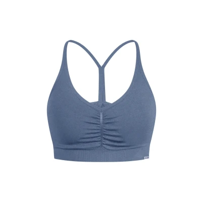 Abbildung von Smilodox Solid Scrunch Sportbh mit leichter Stützkraft, Damen, Größe: Large, Blau