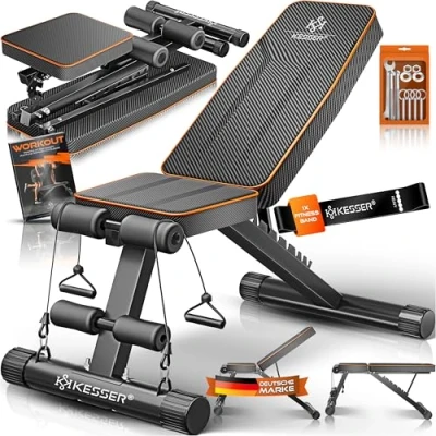 Abbildung von KESSER® Klappbare Hantelbank Multifunktionale Trainingsbank mit Rückenlehne 500kg Belastbarkeit verstellbare Bank Fitnessgerät zum Bankdrücken Ganzkörpertraining Schrägbank für Fitness &amp; Training