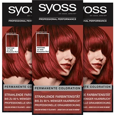 Abbildung von SYOSS inspiriert von PANTONE 18 1658 Pompeian Red Permanente Coloration Stufe 3, 3er Pack (3x 115 ml)