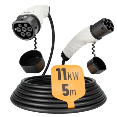 Abbildung von ABSINA Typ 2 Ladekabel 11kW &amp; 16A für Hybrid Elektroauto 5 Meter 3 phasig Mode Kompatibel mit Model 3, e Up, ID.3, Zoe, EQ fortwo, Kona Elektro, ID.4 UVM