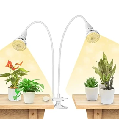 Abbildung von SANSI 300W LED Pflanzenlampe für Zimmerpflanzen, 2 Schwanenhals Clip On Wachstumslampe Vollspektrum mit Hohe PPFD Indoor Pflanzenwachstum, lebenslanger kostenloser Glühbirnen Ersatz