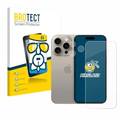 Abbildung von BROTECT Schutzglas für Apple iPhone 15 Pro (Display+Kamera) Schutzfolie Panzer Folie Glas [Extrem Kratzfest 9H, Anti Fingerprint, Ultra Transparent]