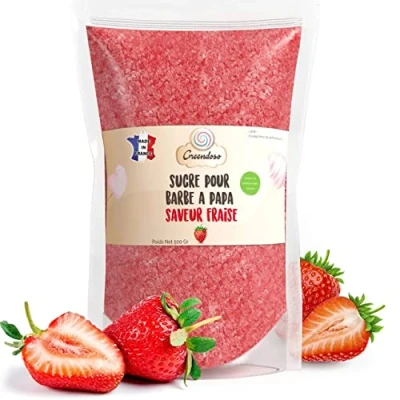 Abbildung von GREENDOSO® Zuckerwatte Zucker für Zuckerwattemaschine 500 Gr Erdbeere Natürliche Aromen &amp; Farbstoffe