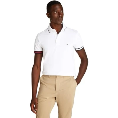 Abbildung von Tommy Hilfiger FLAG CUFF Poloshirt, Herren, Größe: Large, White