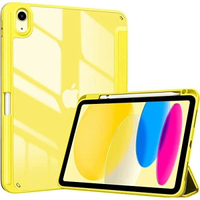 Abbildung von ProCase Hülle für ipad 10. Generation 2022 10,9 Zoll mit Stifthalter, Stoßfeste Smart Case Cover transparenter Rückseitenschale Schutzhülle Kompatibel 10th Gen Gelb