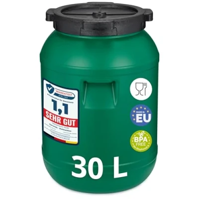 Abbildung von Garronda Weithalsfass 30 Liter Futtertonne mit Deckel ohne Dichtung BPA freier HDPE Futterbehälter für Wasser, Lagerung, Tierfutter, Sauerkraut und Gurken GD 0142