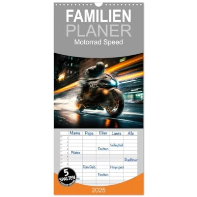 Abbildung von Familienplaner 2025 Motorrad Speed mit 5 Spalten (Wandkalender, 21 cm x 45 cm), CALVENDO
