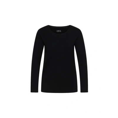 Abbildung von Cecil Langarmshirt, Damen, Größe: Large, Schwarz