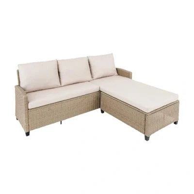 Abbildung von riess ambiente Loungesofa MONACO 190cm natur · wetterfestes Outdoor Sofa inkl. Kissen, Einzelartikel 1 Teile, Sitzecke für Balkon/Terrasse/Garten Ottomane links &amp; rechts