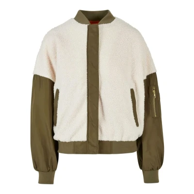 Abbildung von Urban Classics Mixed Bomberjacke, Damen, Größe: 3XL, Whitesand darkolive