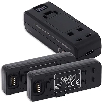 Abbildung von 2X Akku Basis + Dual Ladegerät (USB) kompatibel mit Insta 360 One R, RS Action Cam [1200mAh 3.85V Li Ion 100% kompatibel]