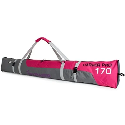 Abbildung von BRUBAKER Skitasche Carver Pro Ski Tasche Pink und Grau (Skibag für Skier Skistöcke, 1 tlg., reißfest schnittfest), gepolsterter Skisack mit Zipperverschluss