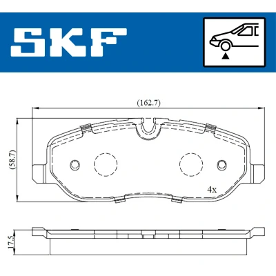 Abbildung von SKF VKBP 80306 Bremsbelagsatz für Verschleißwarnanzeiger vorbereitet SUZUKI: SX4 I Schrägheck, Limousine, LAND ROVER: Range Rover 3