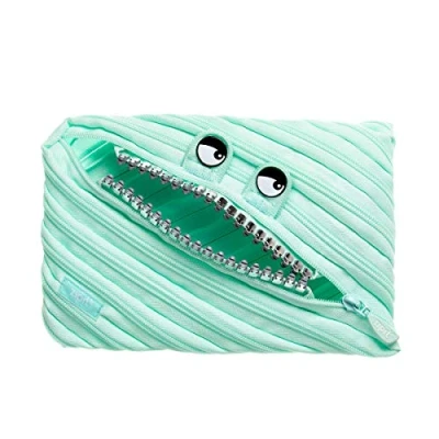 Abbildung von ZIPIT Grillz Jungs JUMBO schlamppermäppchen für Jungen federtasche bis zu 60 Stifte, Maschinenwaschbar hergestellt aus einem einzelnen langen Reißverschluss! (Mint)