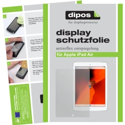 Abbildung von dipos I 2X Schutzfolie matt kompatibel mit Apple iPad Air/iPad Air 2 Folie Displayschutzfolie