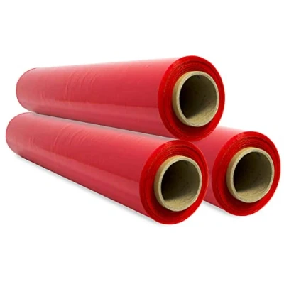 Abbildung von Stretch Verpackungsfolie, rote Kunststofffolie zum Verpacken, schützende Kunststoffrolle für Versand und Umzug, Rolle von 50 cm bis zu 400 m dehnbar Ofituria (3 Stück)